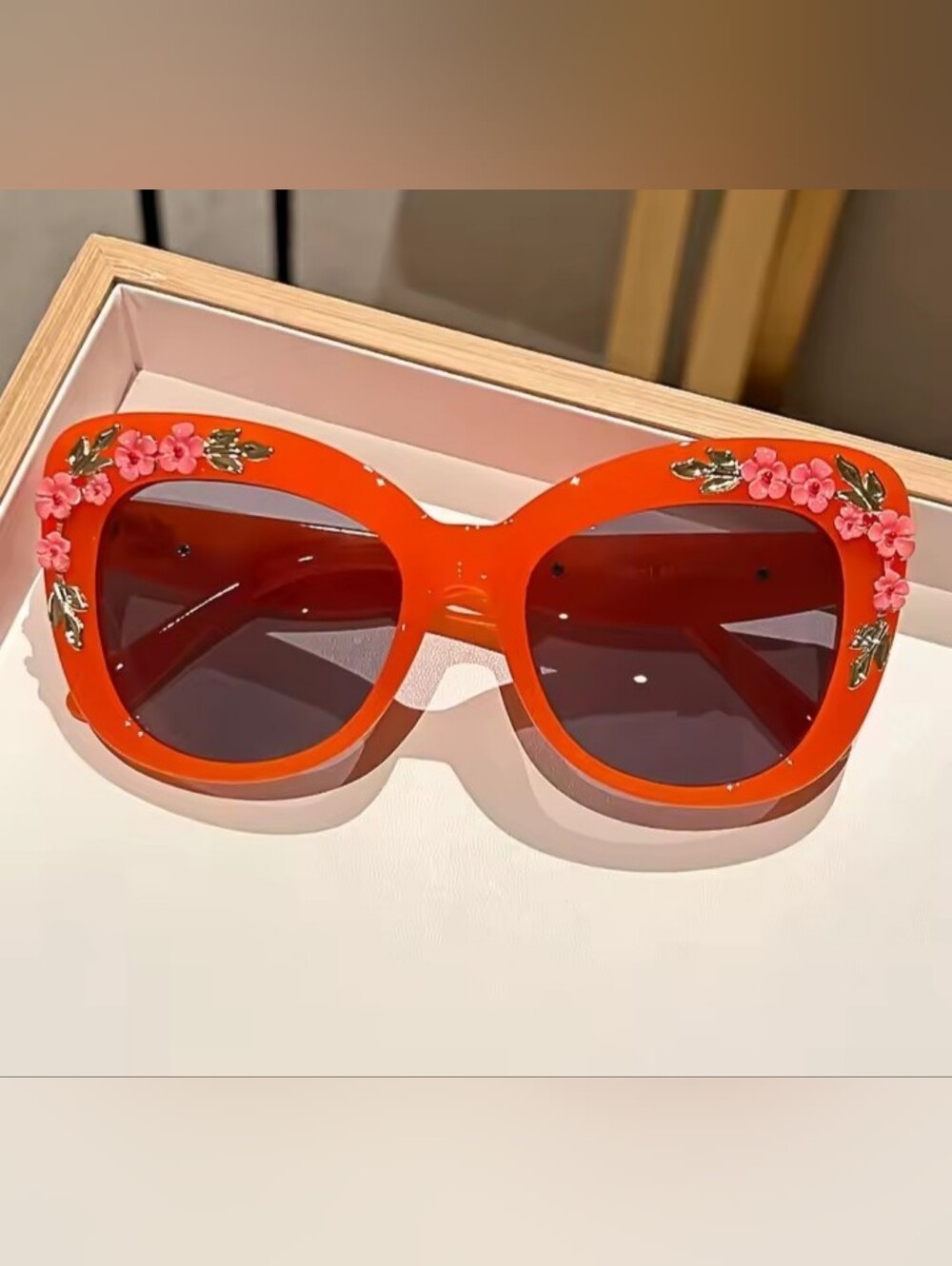 Orange Enamel  Floral Sunglass